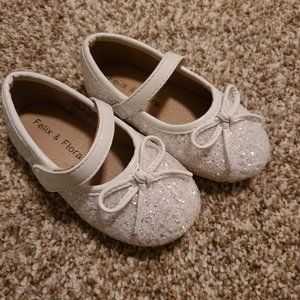 Toddler white dress sandal glitter